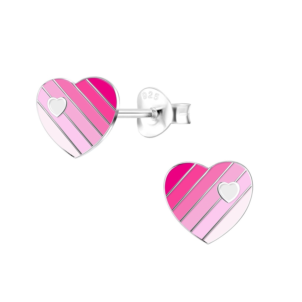 Silver Heart Stud Earrings