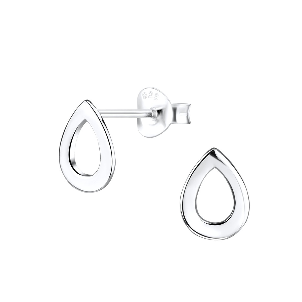 Silver Tear Drop Stud Earrings