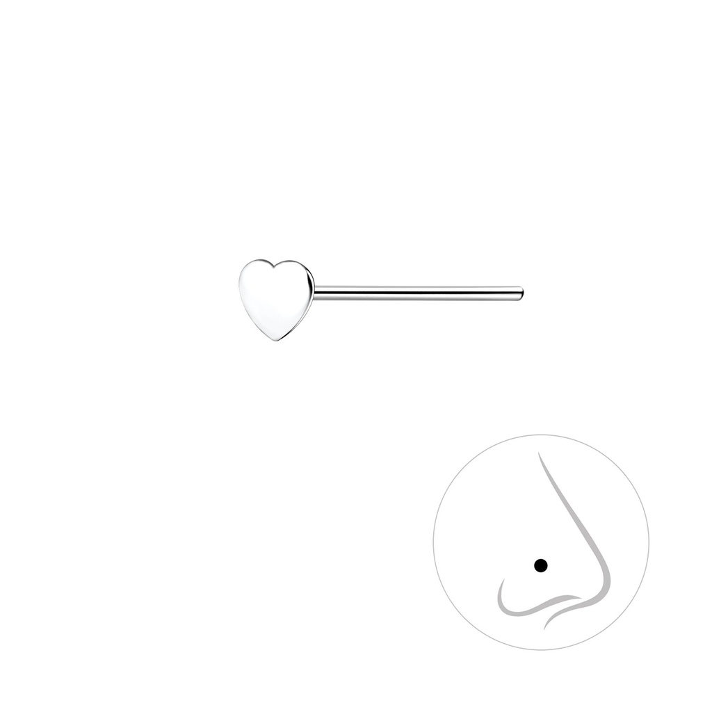 [10014819] Silver Heart Nose Stud