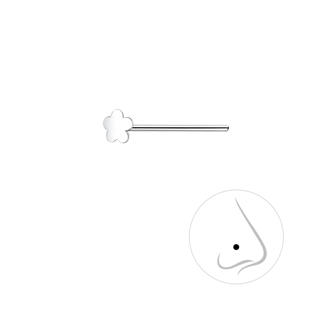 [10014313] Silver Flower Nose Stud