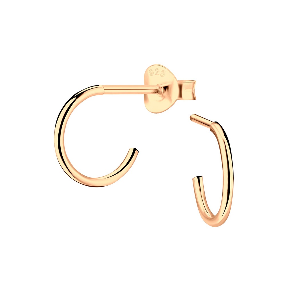 Silver Half Hoop Stud Earrings