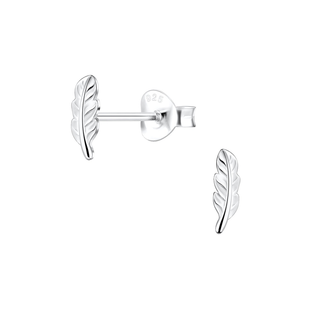 [10014929] Puces d'oreilles plume en argent