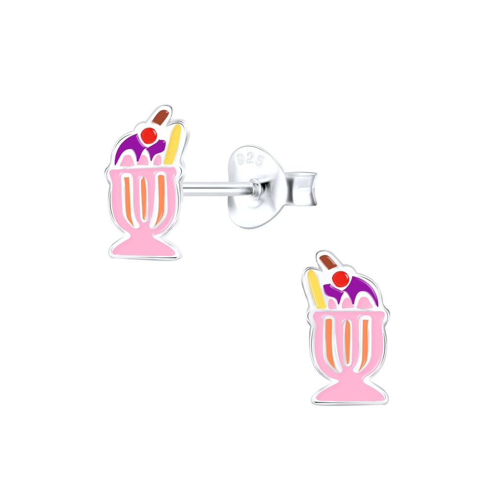 Silver Ice Cream Stud Earrings