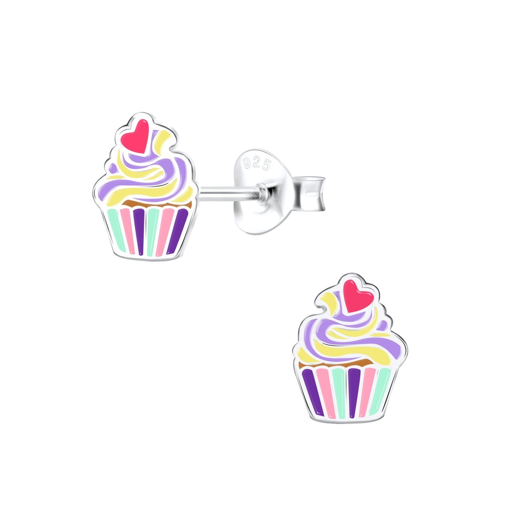 [10013329] Puces d'oreilles cupcake en argent