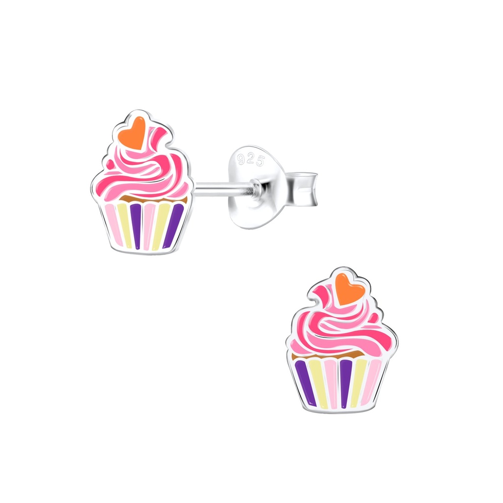 Puces d'oreilles cupcake en argent