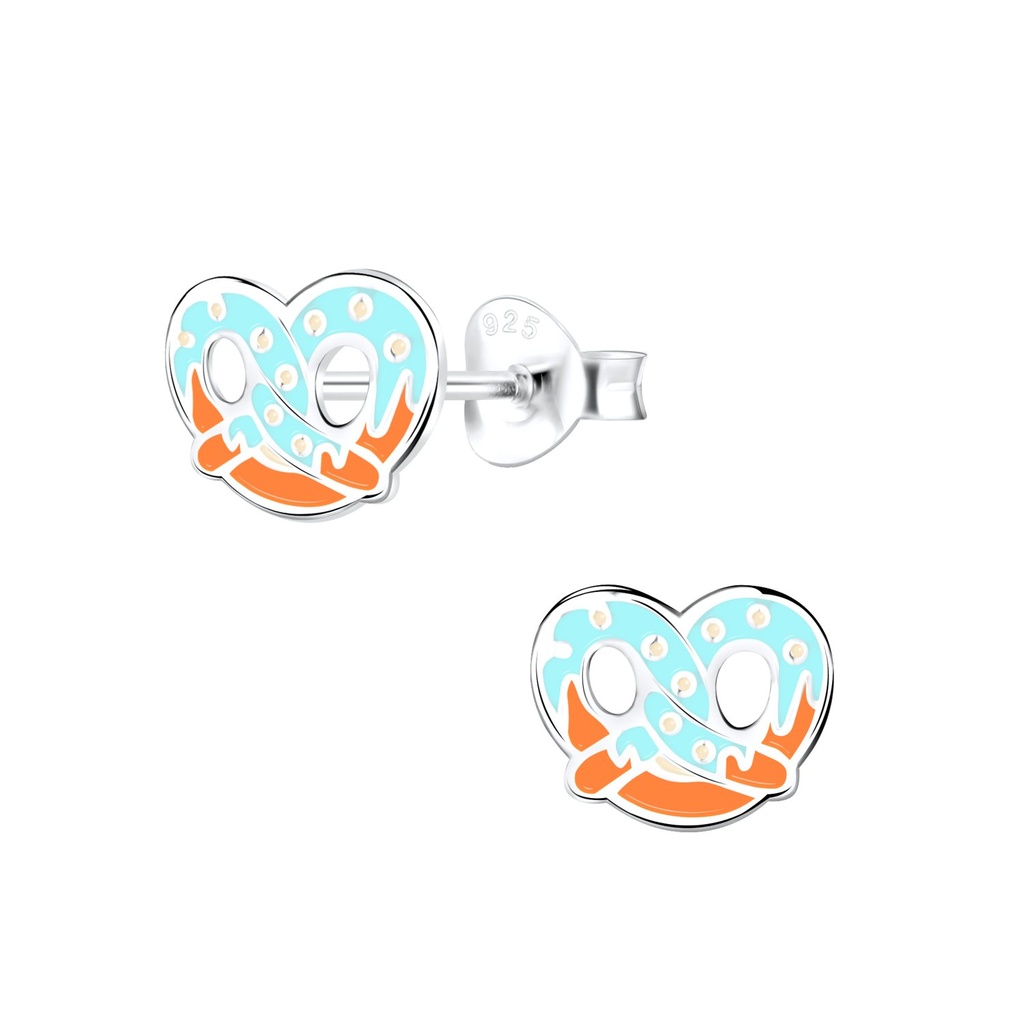 Puces d'oreilles bretzel en argent