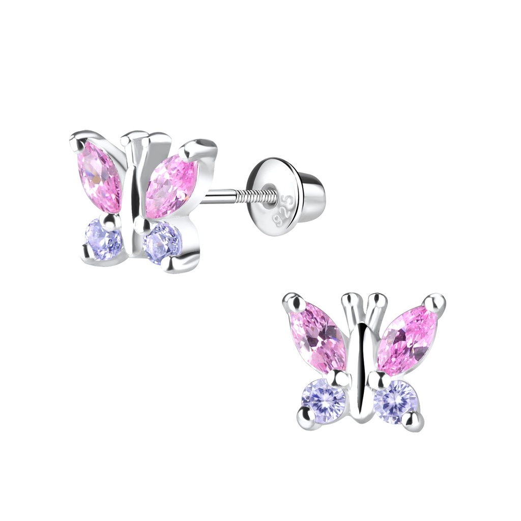 Boucles d'oreilles bullet à fermoir à vis papillon en argent