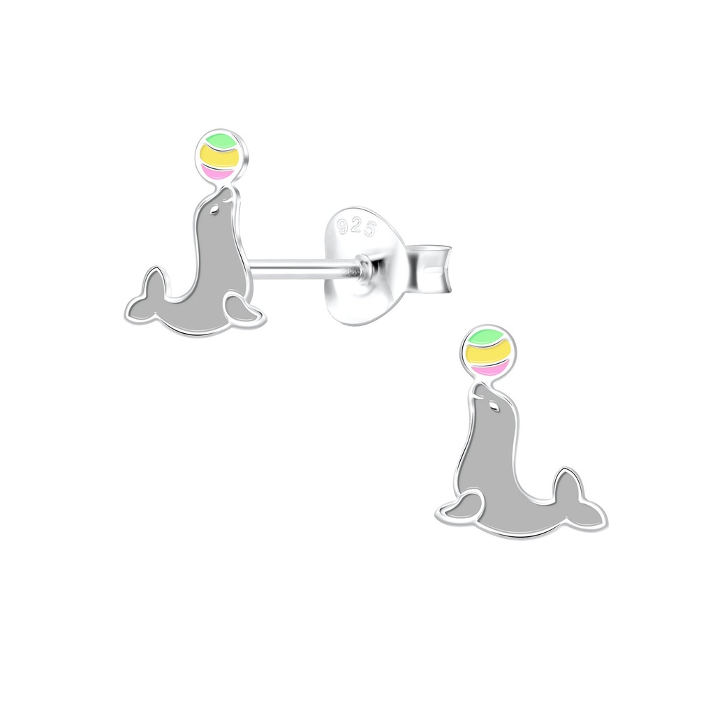 Silver Seal Stud Earrings