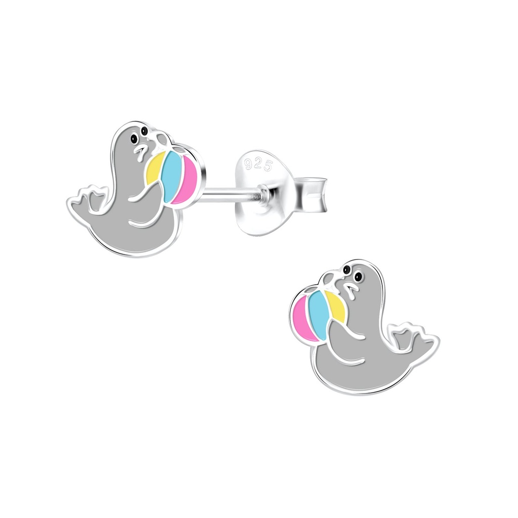 Silver Seal Stud Earrings