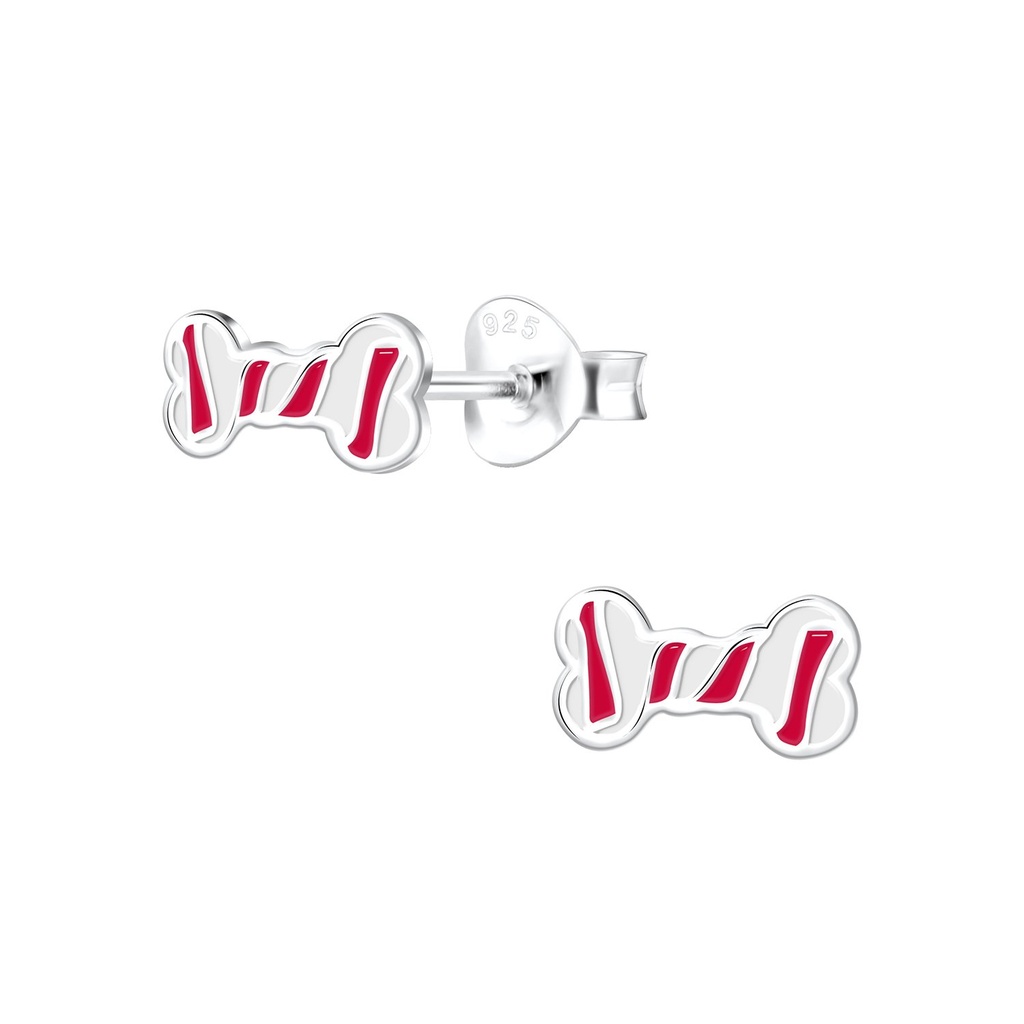 Silver Bone Stud Earrings