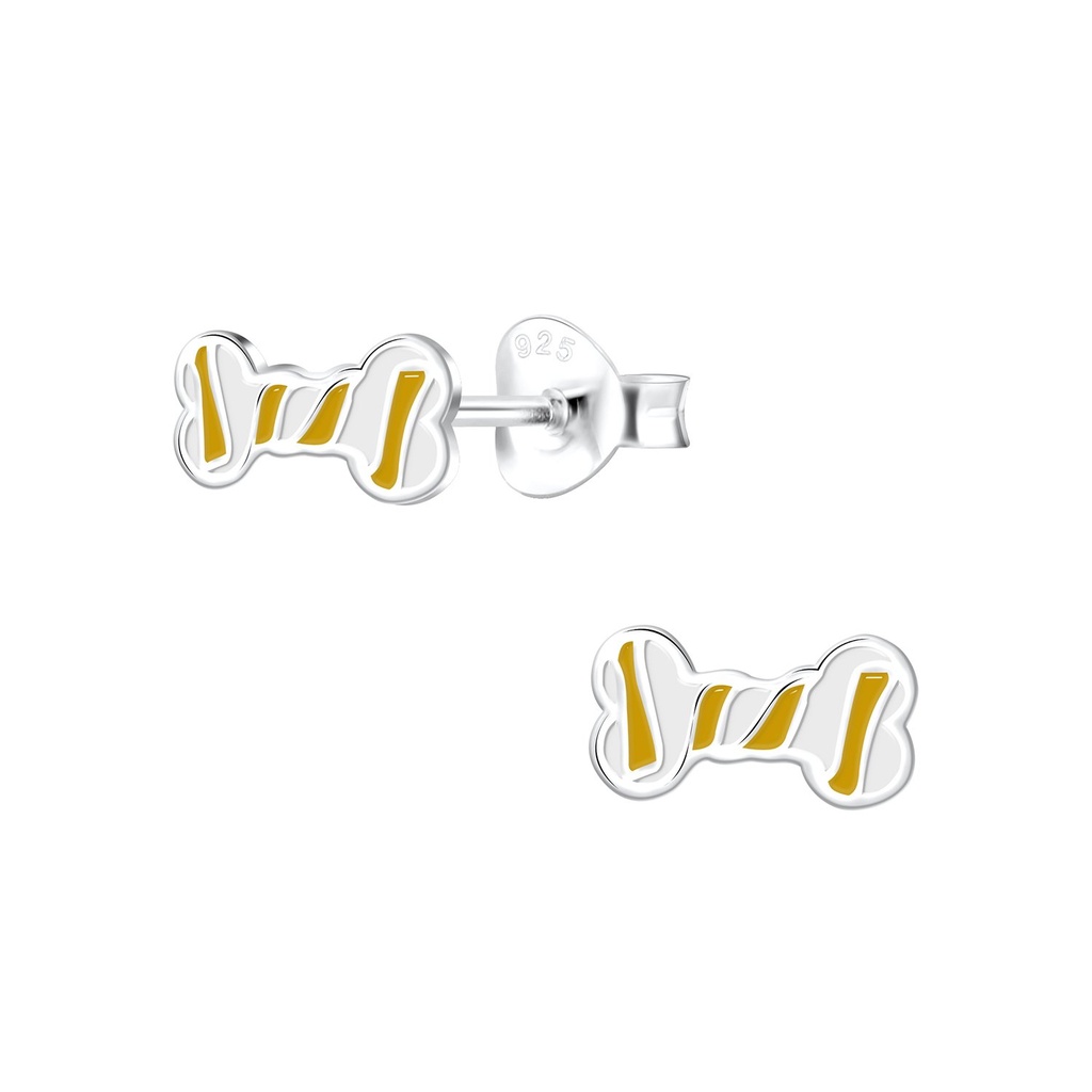 Silver Bone Stud Earrings