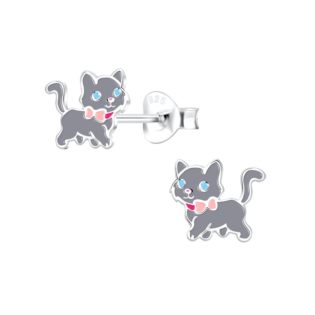 Puces d'oreilles chat en argent