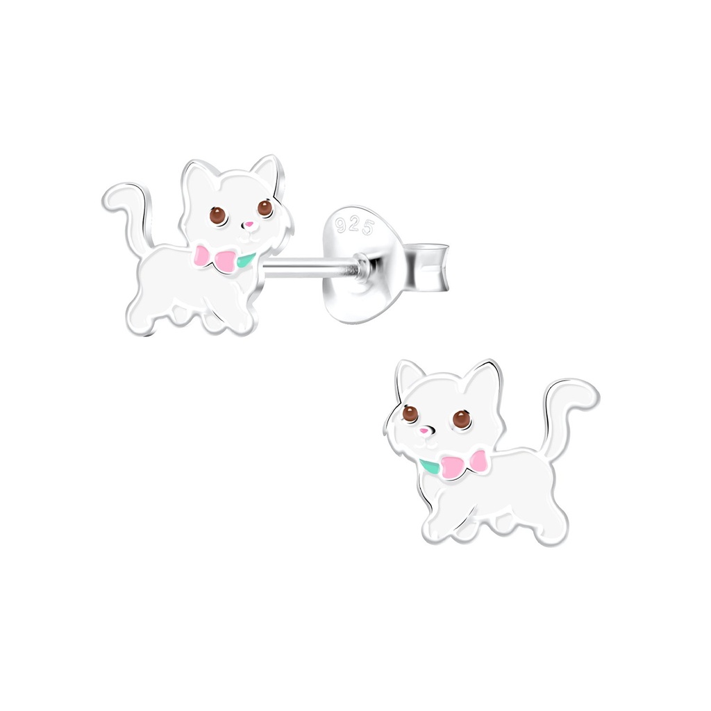 Puces d'oreilles chat en argent