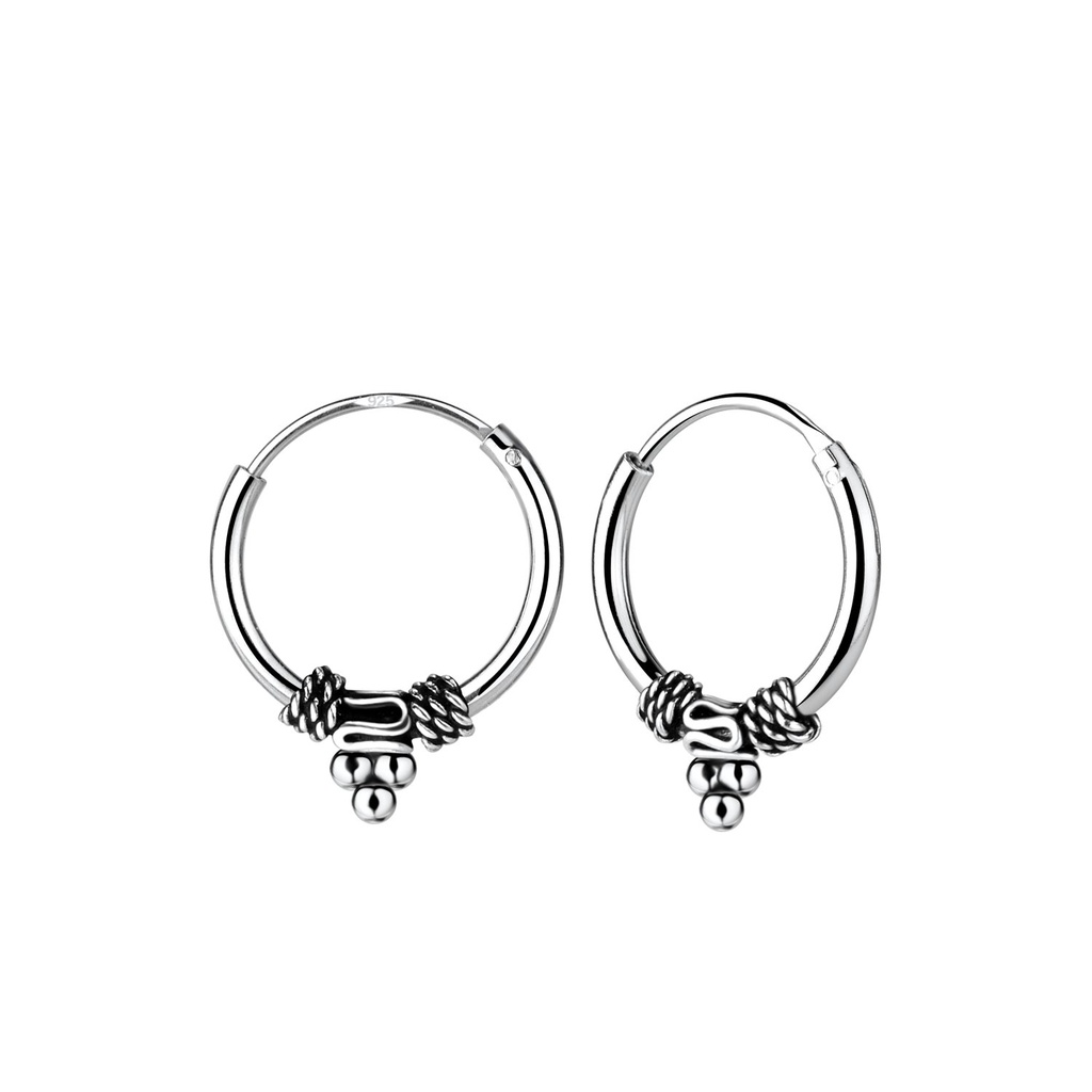 [10013775] 12mm Silver Bali Hoop Earrings
