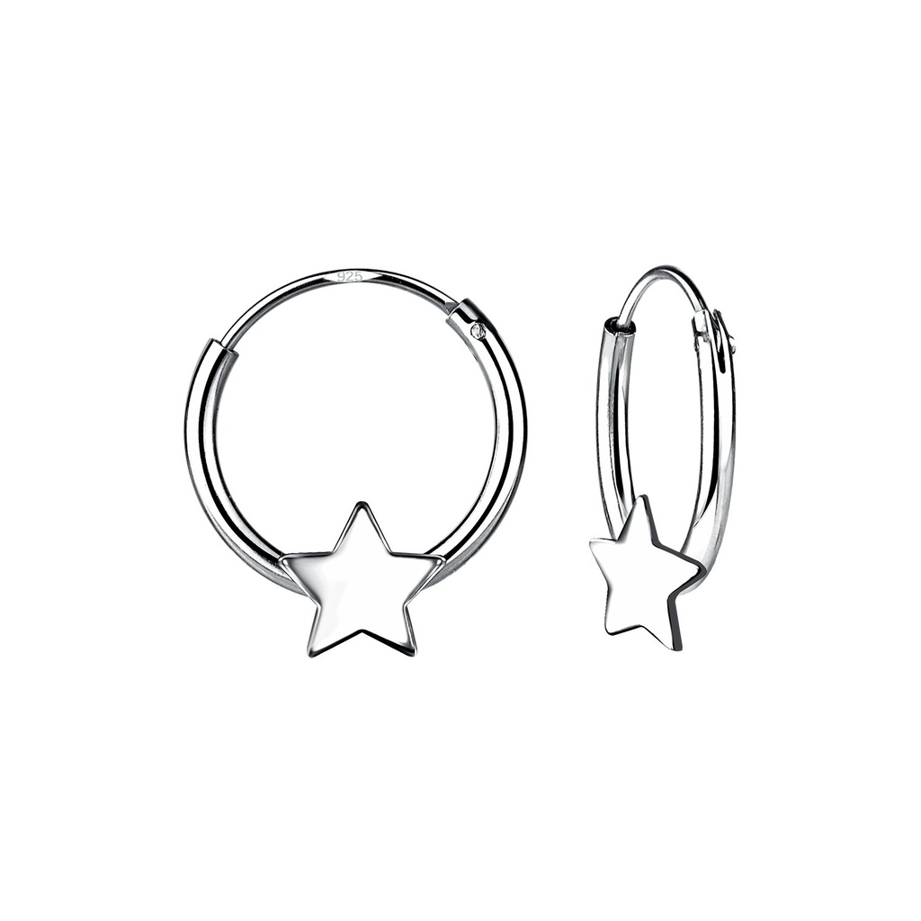 Silver Star Hoop Earrings