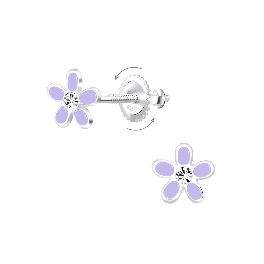 Boucles d'oreilles à fermoir à vis fleur en argent