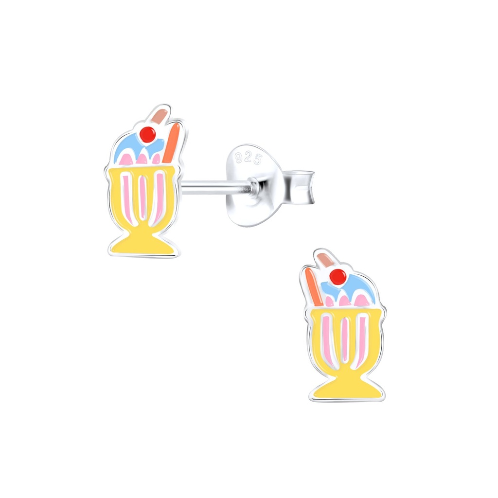 Silver Ice Cream Stud Earrings