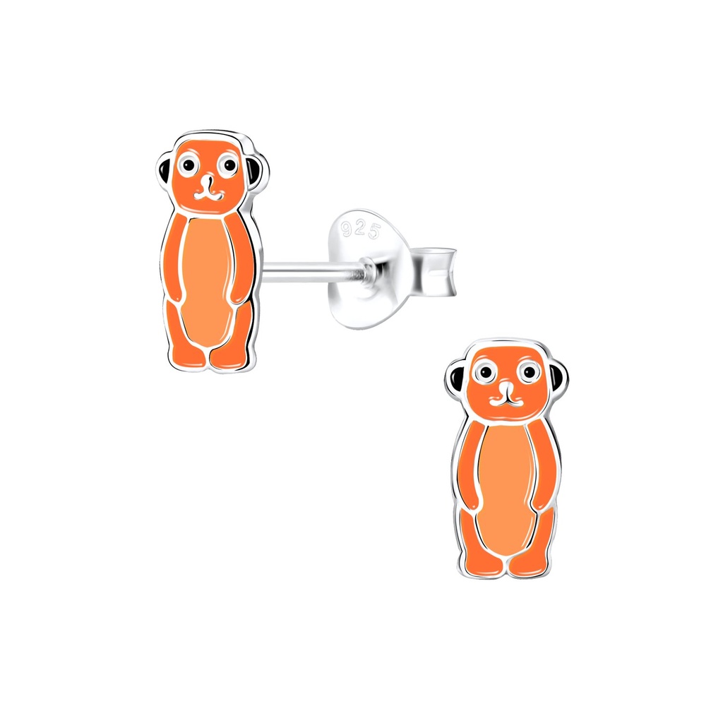 Silver Meerkat Stud Earrings