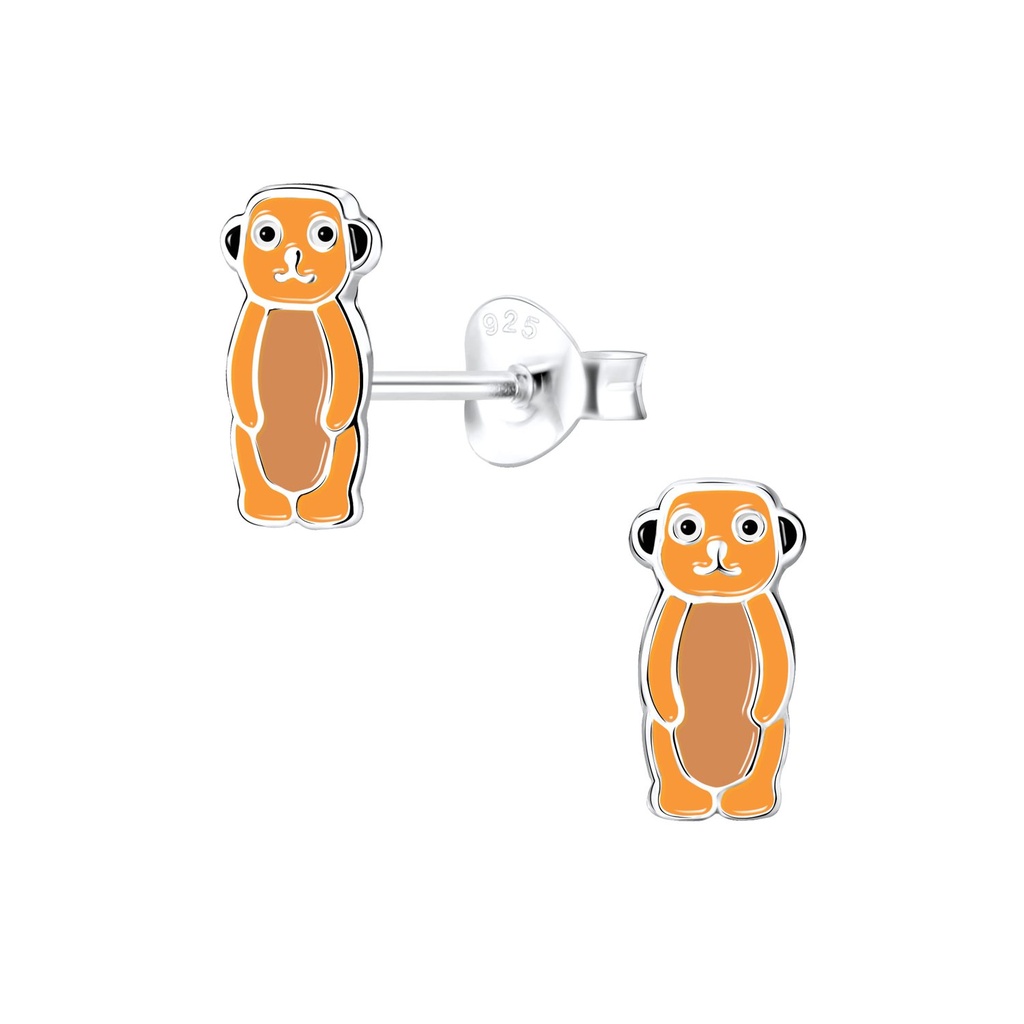 [10013873] Silver Meerkat Stud Earrings