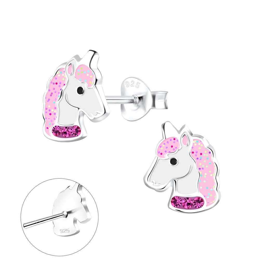 [10014769] Silver Unicorn Stud Earrings