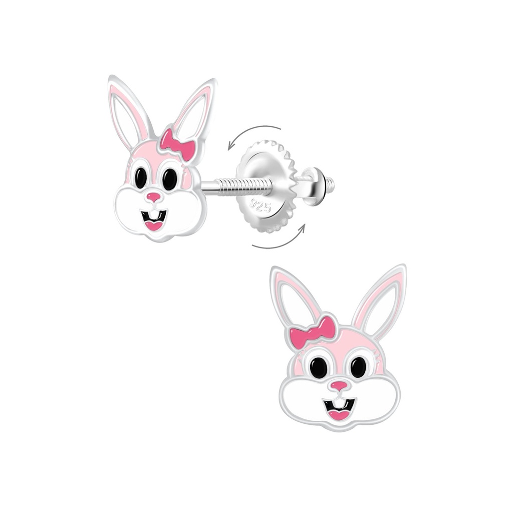 [10013275] Boucles d'oreilles à fermoir à vis lapin en argent
