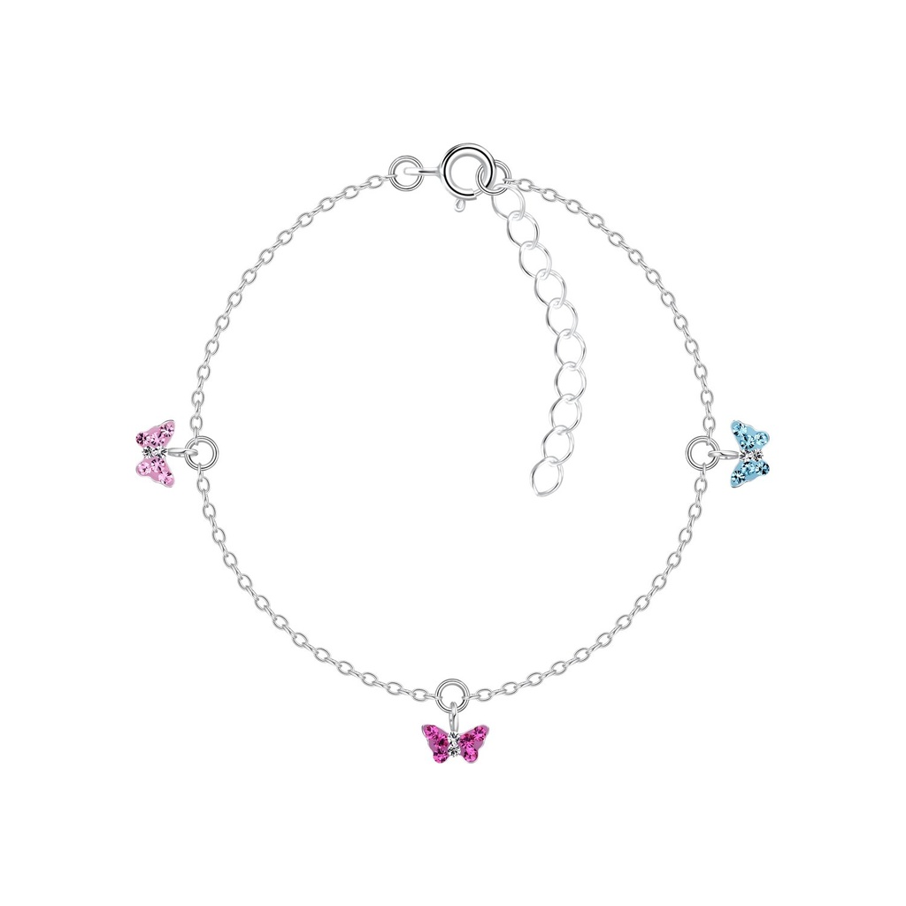 [10014184] Silver Butterfly Crystal Bracelet