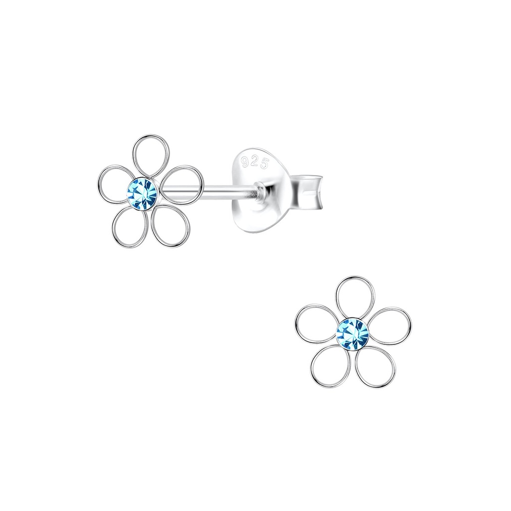 Puces d'oreilles en argent cristal fleur