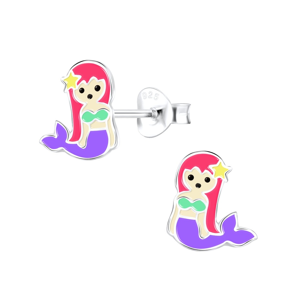 Silver Mermaid Stud Earrings