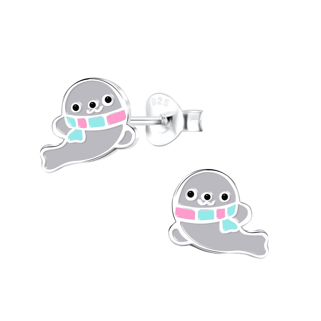 Silver Seal Stud Earrings
