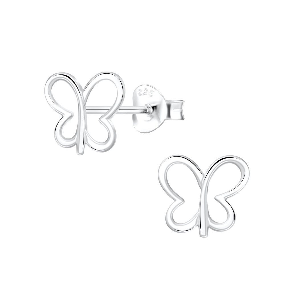 Puces d'oreilles papillon en argent