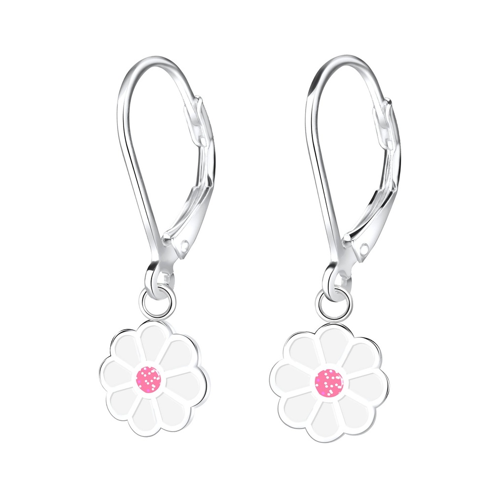 Silver Daisy Lever Back Earrings