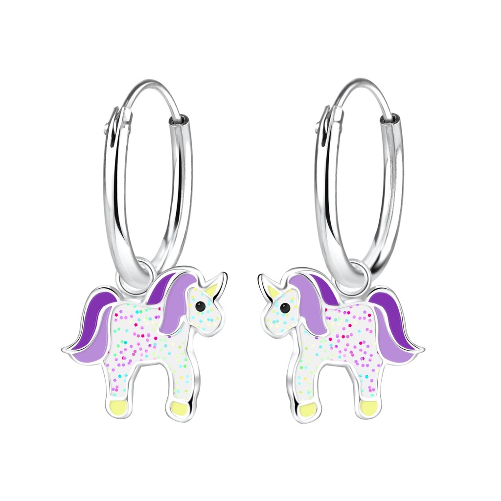 Créoles breloque licorne en argent