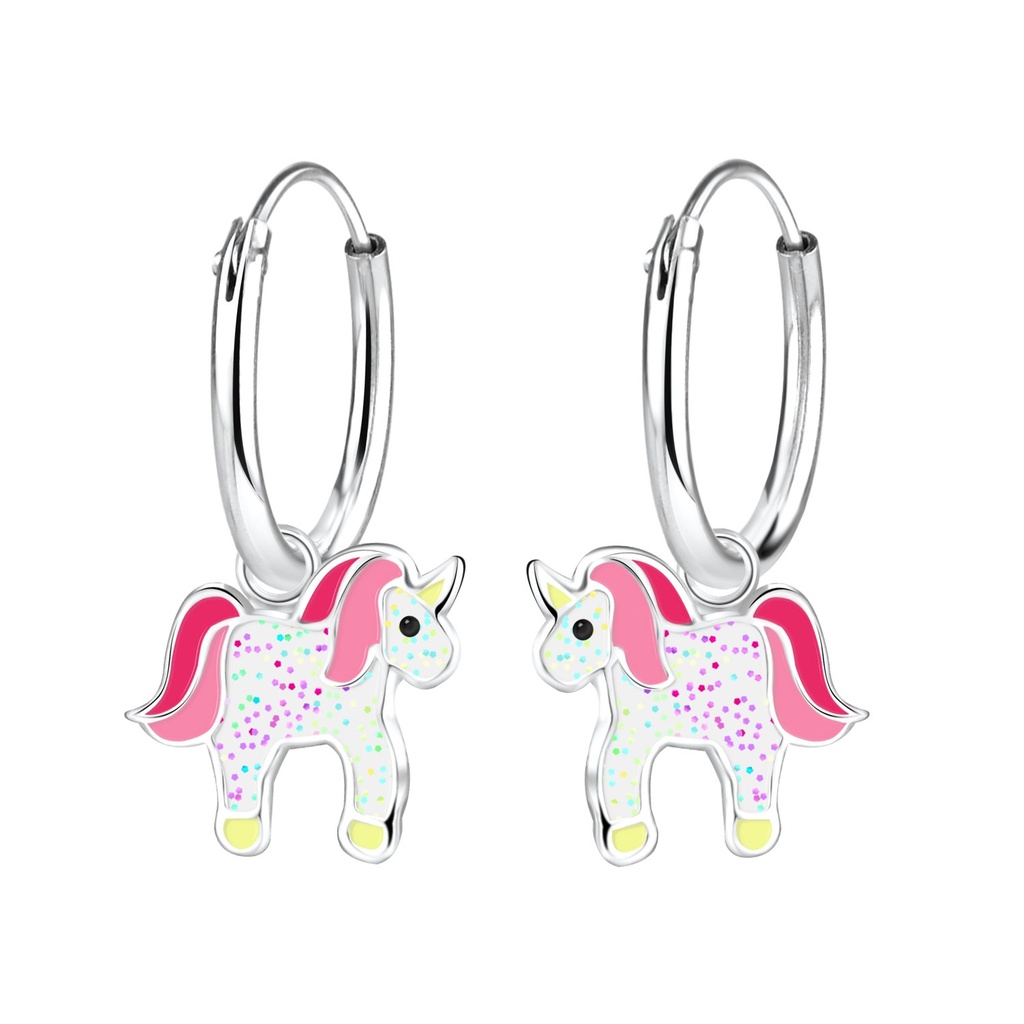 Créoles breloque licorne en argent
