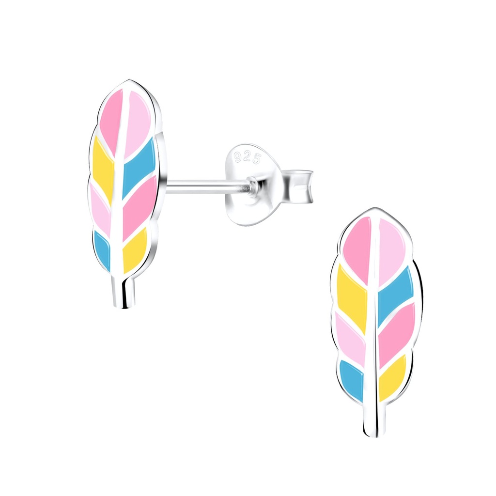 Silver Feather Stud Earrings