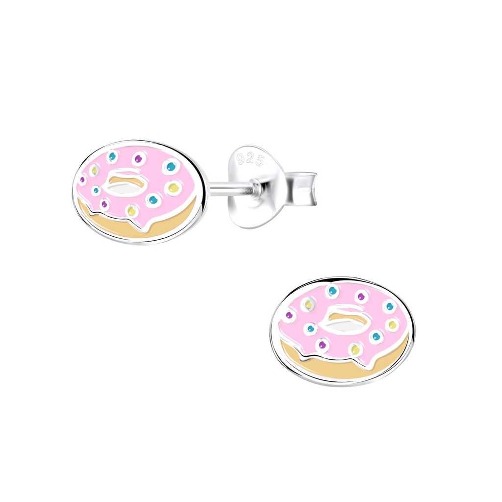 Silver Donut Stud Earrings