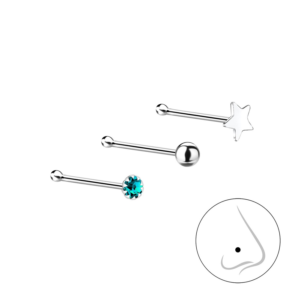 [10014334] Lot de bijoux de nez assortis en argent