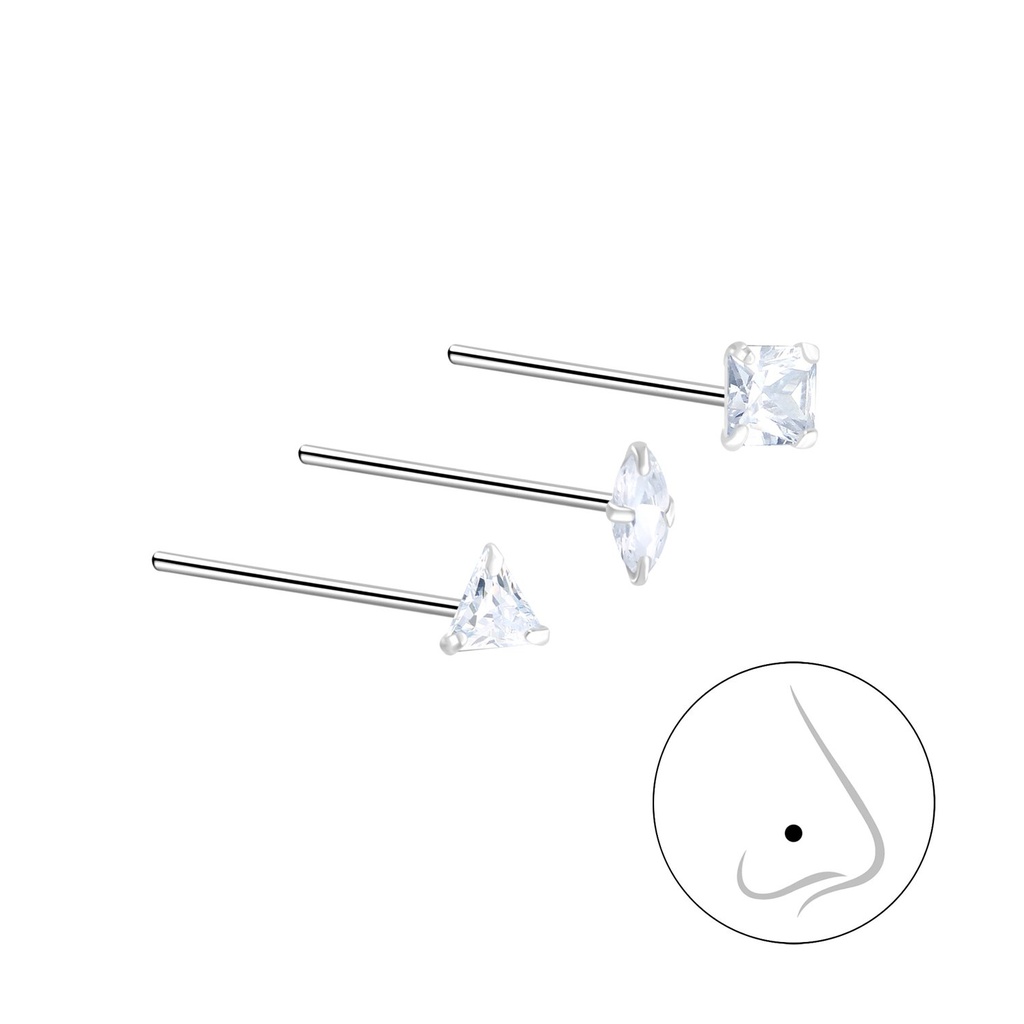 [10014264] Lot de bijoux de nez assortis en argent
