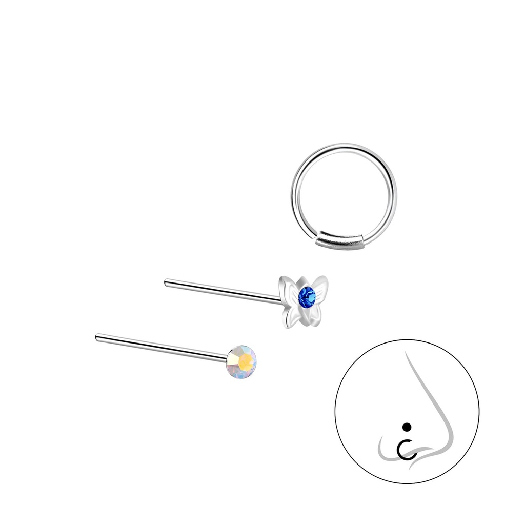 [10014265] Lot de bijoux de nez assortis en argent