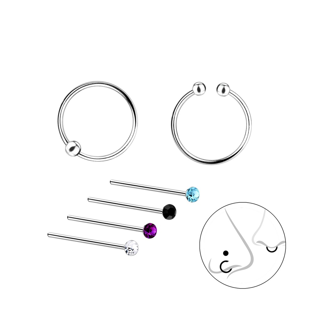 [10014260] Lot de bijoux de nez assortis en argent