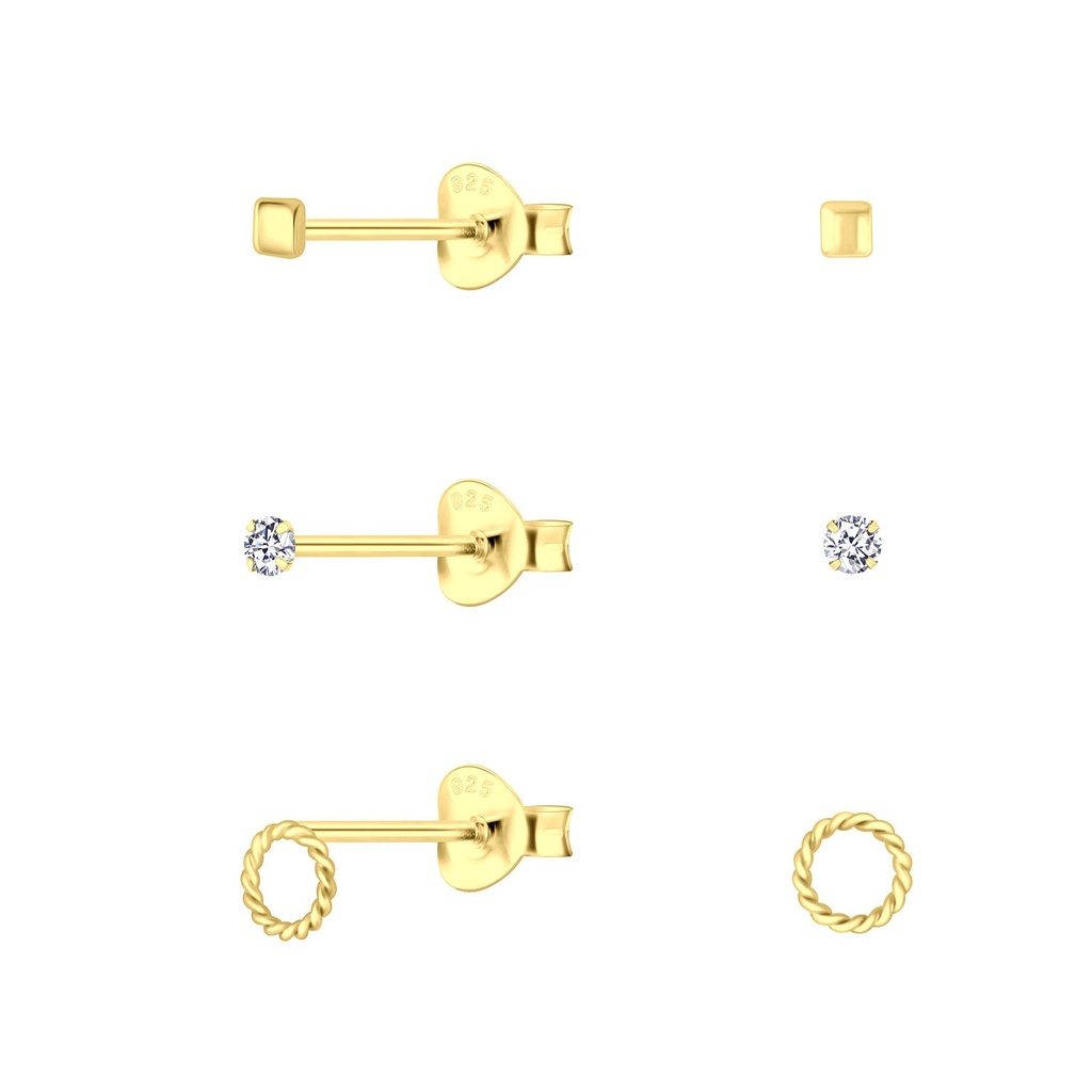 Silver Gold Mixed Stud Earrings Set