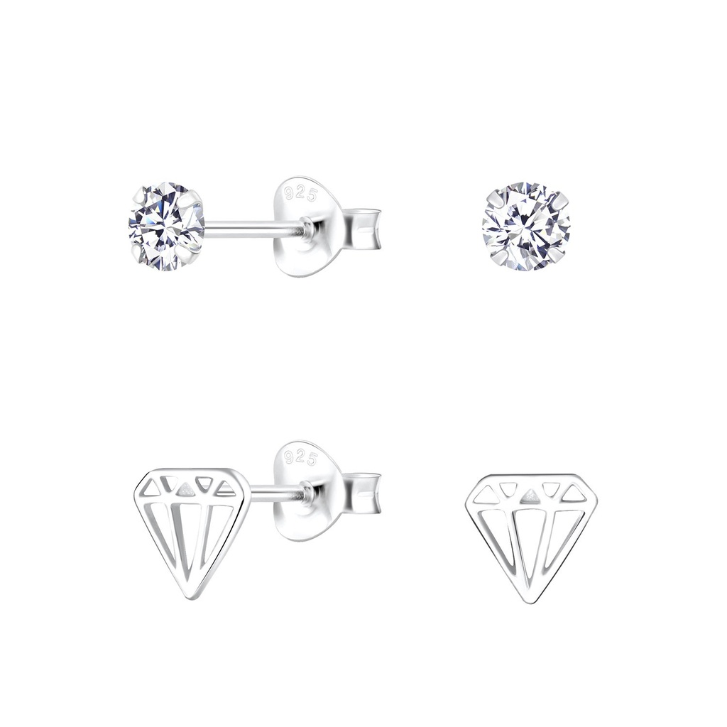 [10014269] Lot de puces d'oreilles scintillantes en argent