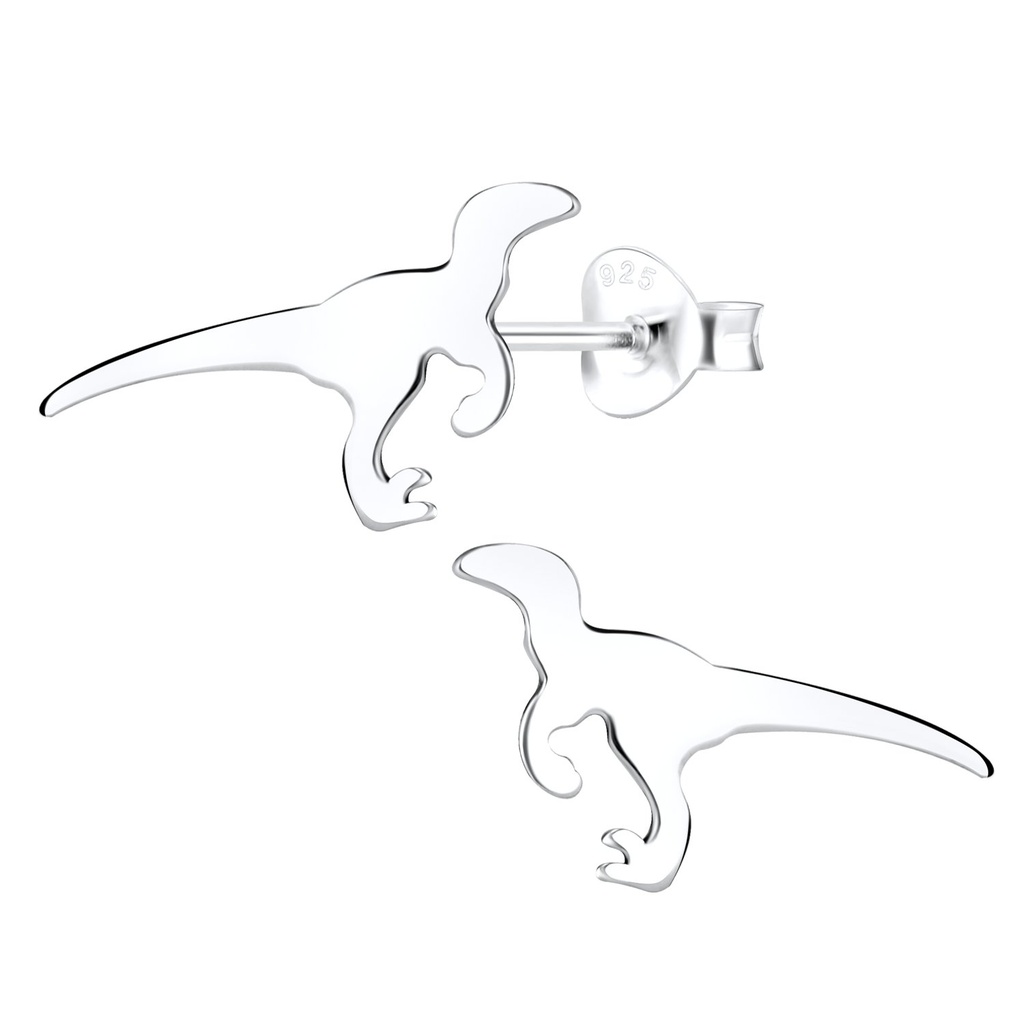 Puces d'oreilles dinosaure vélociraptor en argent