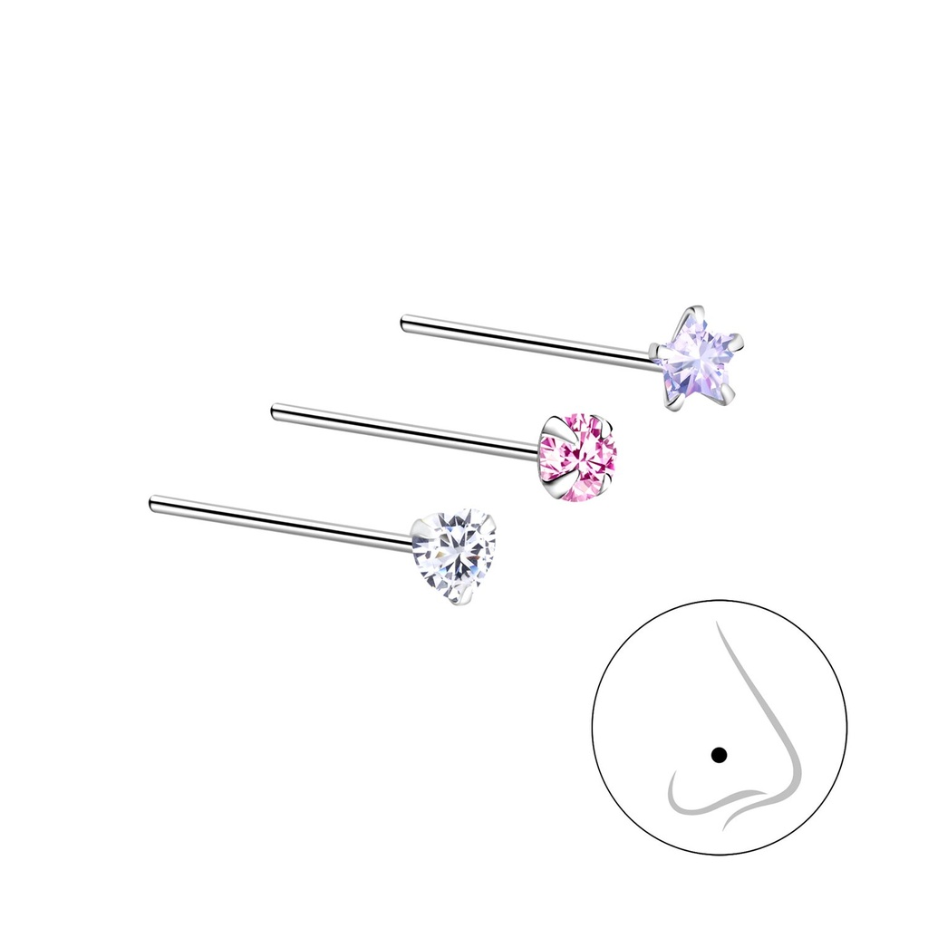 [10014263] Lot de bijoux de nez assortis en argent