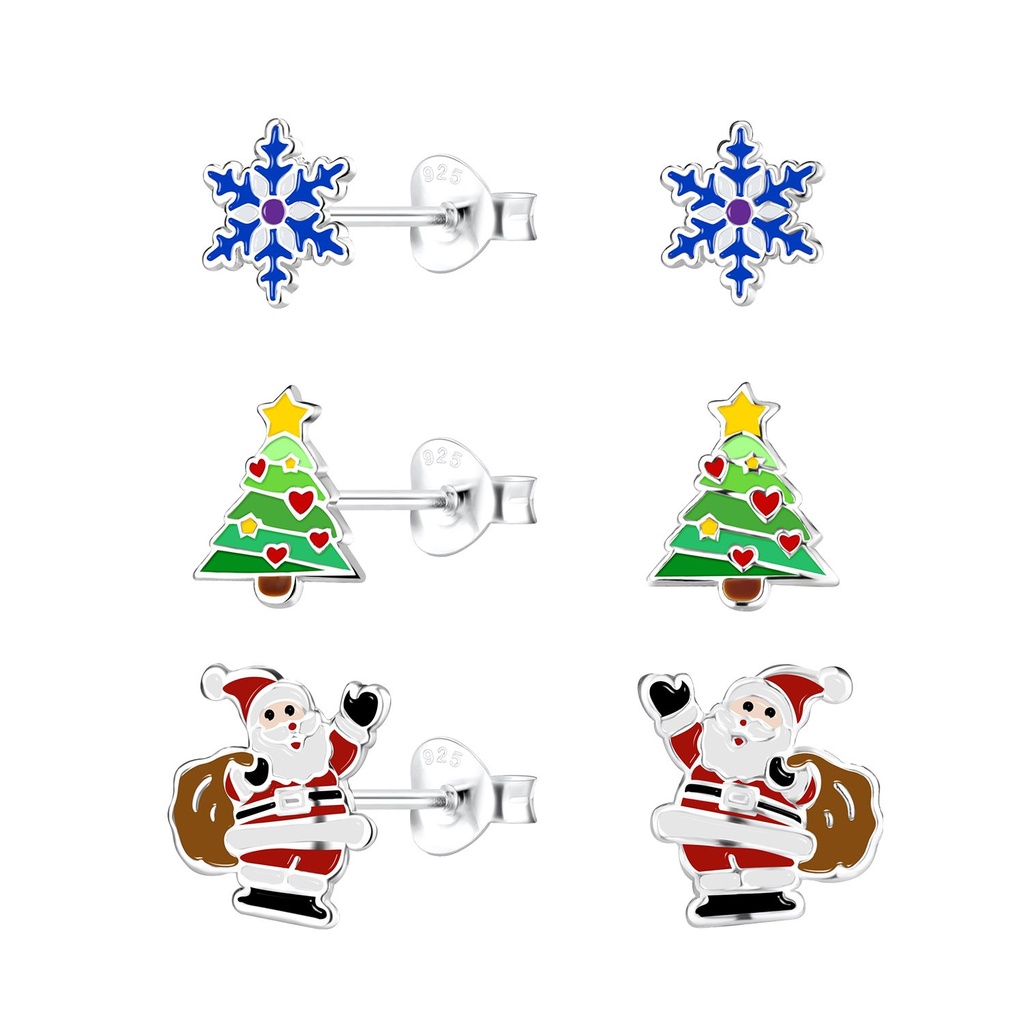 [10014256] Lot de puces d'oreilles fête de Noël en argent