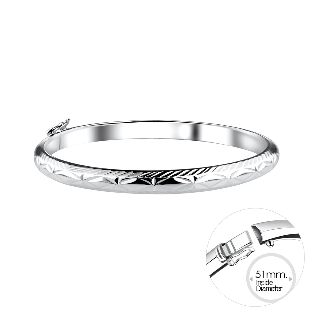 5mm Silver Bangle with Diamond Cut