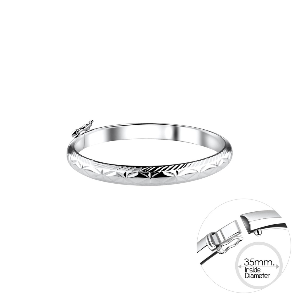 [10014215] 5mm Silver Kids Bangle with Diamond Cut