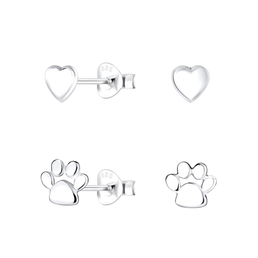 Lot de puces d'oreilles amoureux chien en argent