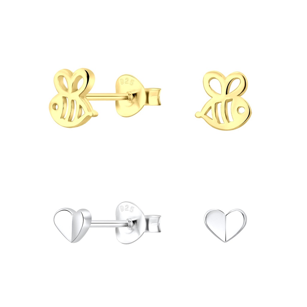 Lot de puces d'oreilles amoureux abeille en argent