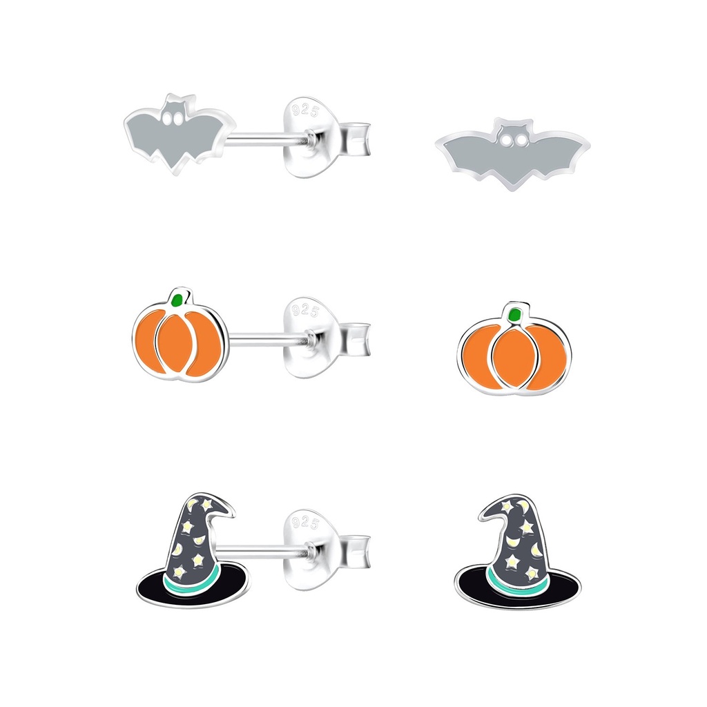 Lot de puces d'oreilles Halloween en argent
