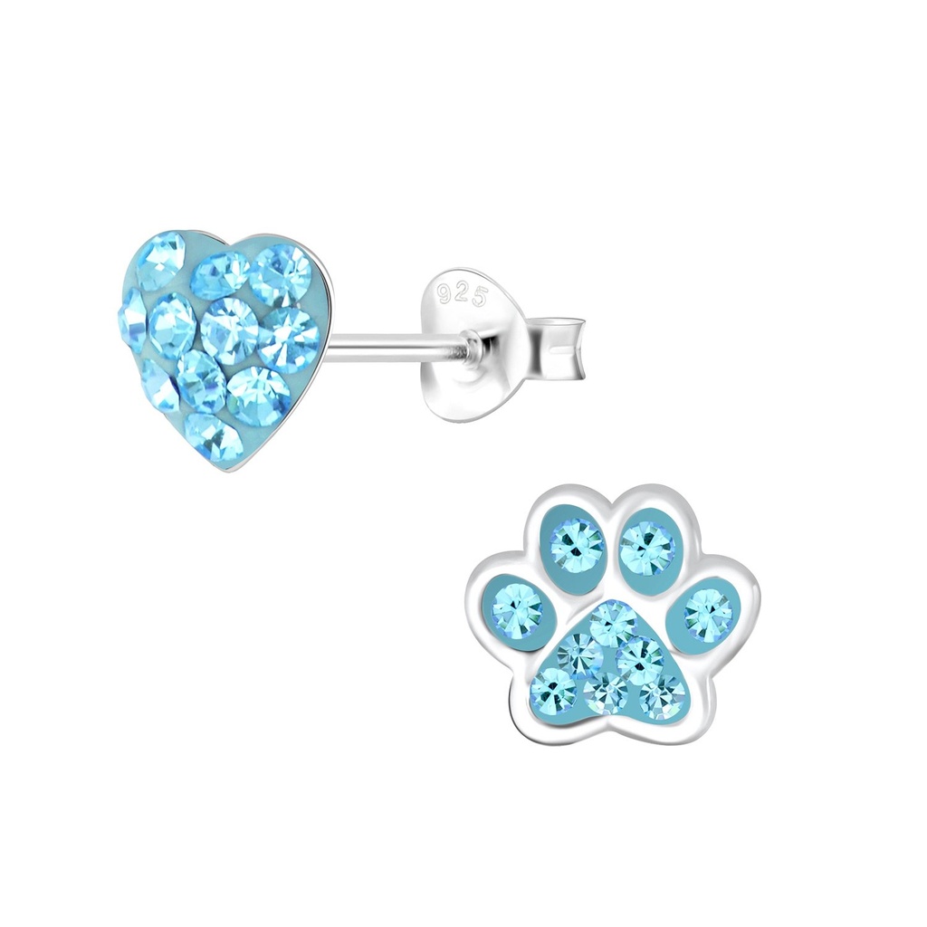 Silver Dog Lovers Stud Earrings